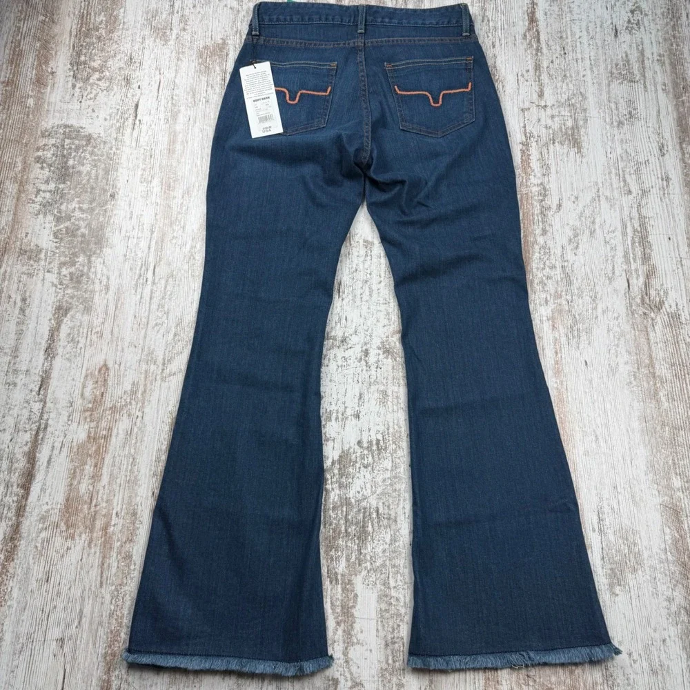 Kimes Ranch Lola Jeans Womens 4/30 Dark Wash Flare Leg Frayed Hem Western Denim